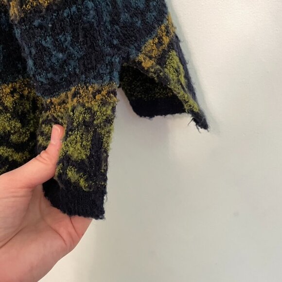 VINTAGE VTG THE AVENUE Plus Size Navy Blue Green Mustard Floral Stripe Sweater - Picture 9 of 16